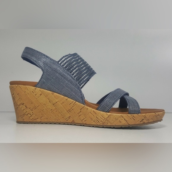 Skechers • Beverlee High Tea Wedge Sandals - Women’s Size 7, Color Navy/Denim - Picture 14 of 14